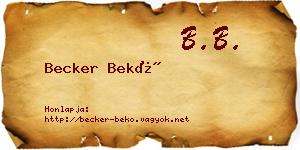 Becker Bekő névjegykártya